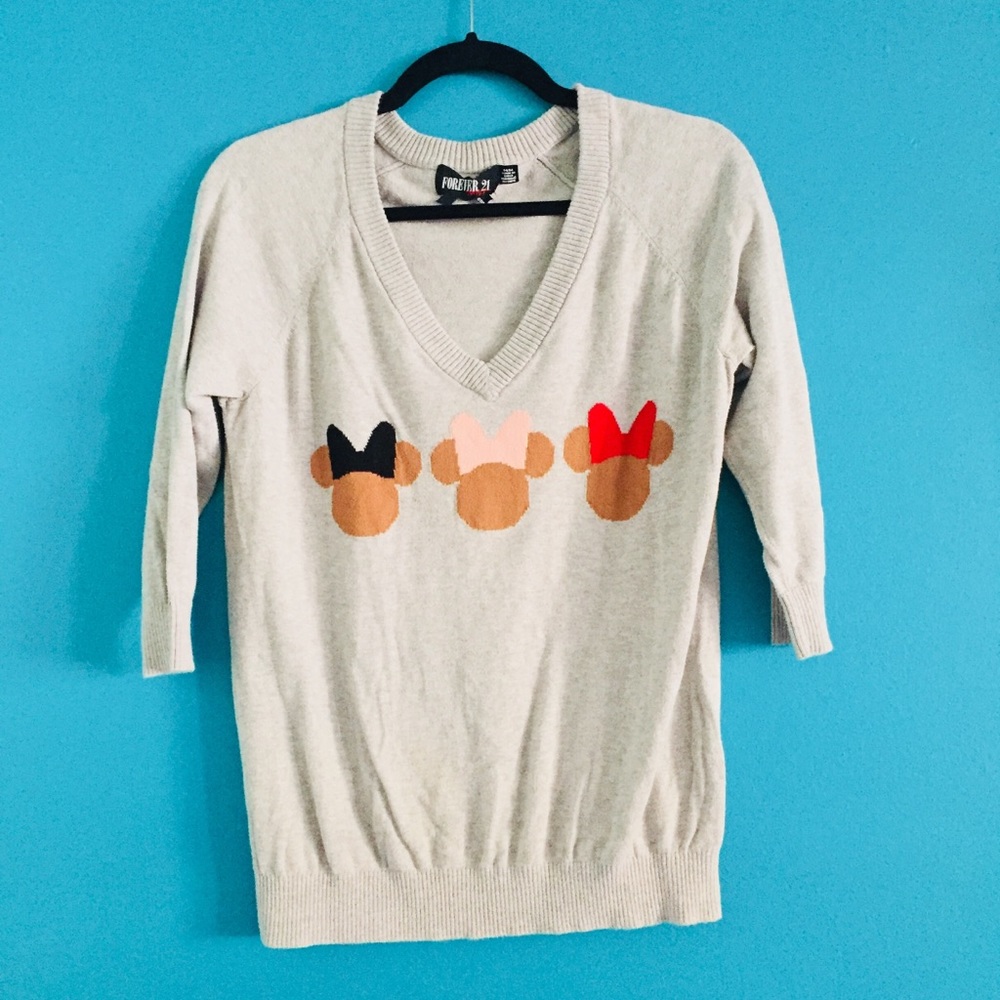 Disney Forever 21 Minnie Mouse VNeck Sweater